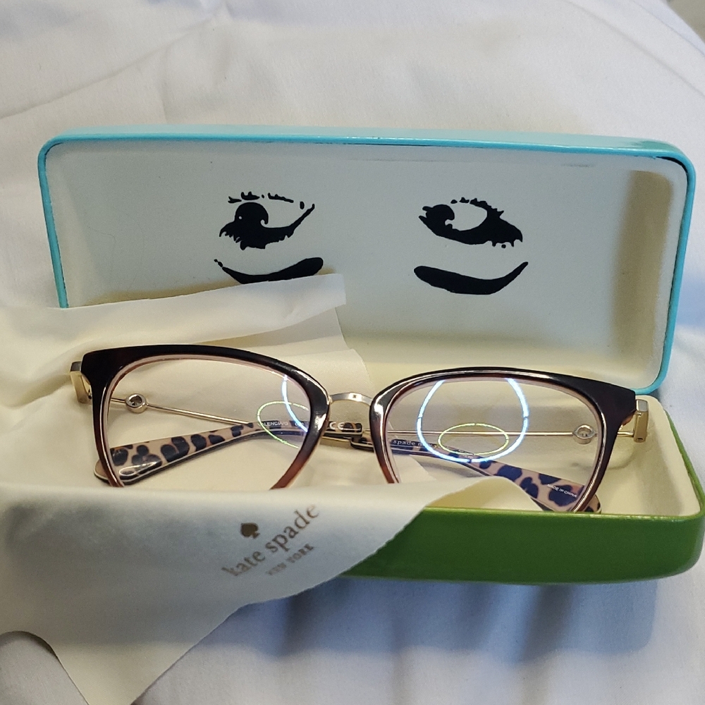 Kate Spade Women's Reading Glasses with Brown and Gold Accents